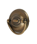 4 Pcs Antique Brass Bail Drawer Pulls Oval Drop Swing Handles For Dresser And Cabinet, close-up of single zinc alloy pull.