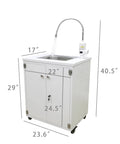 Front view of Portable Mobile Hand Wash Station with Hot Water and Temperature Control Self Contained Sink Unit 24x18x39 Inches 110V Power