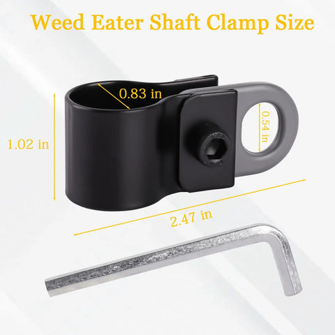 Badass Weed Eater Shoulder Strap Clamp Bracket compatible with 26Mm and 28Mm tubes, showcasing size and durable metal design.