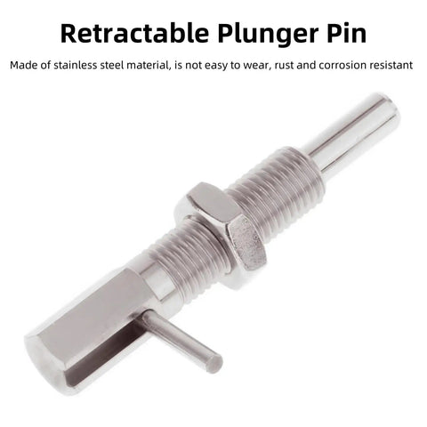 M16 Stainless Steel Retractable Indexing Plunger Pins 2 Pack Spring Loaded Latch With Nut, showing durable stainless steel pin with handle.
