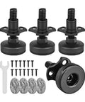 12 Pack Furniture Leveling Feet With Three Eighths Inch Thread And Adjustable Height, floor protectors, black metal, with screws and wrench