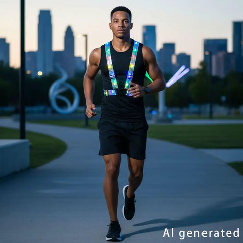 Light Up LED Running Vest With Adjustable Unisex Fit For Men And Women See Through Lightweight Night Run Gear in city park