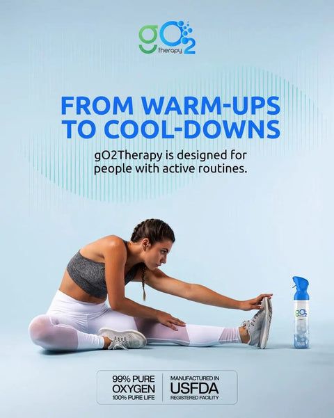 Woman stretching near Portable Oxygen Canister 2 Pack Lightweight 7 Oz Each Delivering Up To 450 Inhalations On The Go Oxygen