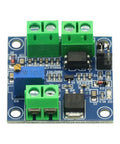 Top view of Two Pack PWM To 0 To 10V Voltage Converter Module for PLC and MCU Systems with dual channel connectors.