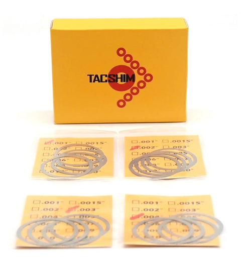 Barrel Nut Shim Kit for.223 5.56 and 300 BLK Rifles 16 Pack MFR 15BN with packaging and stainless steel shims displayed