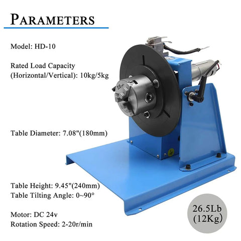 Badass Heavy Duty Welding Rotary Table Positioner With 65mm Chuck And 10Kg Capacity features a 180mm table diameter.
