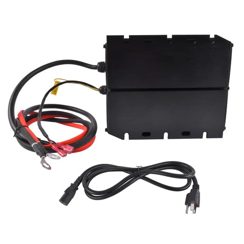 Jobsite Ready Hb600 24V 25A Scissor Lift Battery Charger Replacement For Genie Skyjack Jlg Lifts showing black charger with cables.