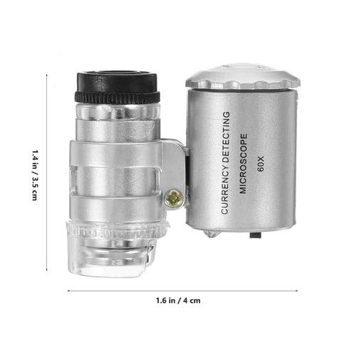 60x Pocket Microscope With LED Light For Jewelry And Currency Inspection Ultra Compact Magnifier For Gemstones And Coins On The Go