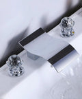 Widespread Bathroom Sink Faucet With Crystal Knob For 3 Hole Waterfall Vanity Faucet 8 Inch Deck Mount Basin Mixer Tap With Hose Chrome Finish