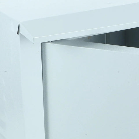 Close-up of Tough As Nails Outdoor Waterproof Junction Box for Low Voltage Circuits showing corner design, 250x300x160mm size.