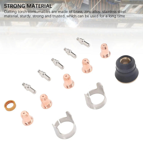 Fifty Piece IPT40 Tip Electrode Kit For Plasma Cutting Torches Compatible With CUT 55DS Pro And CUT 65DS, showing components.
