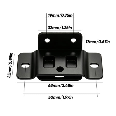 Heavy Duty 2 In 1 Quick Fitting Furniture Corner Bracket Made From Cold Rolled Steel With Safety Card Slot, dimensions shown