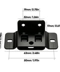 Built Like A Tank Cold Rolled Steel Furniture Corner Braces displaying measurements for precise installation and solid stability.