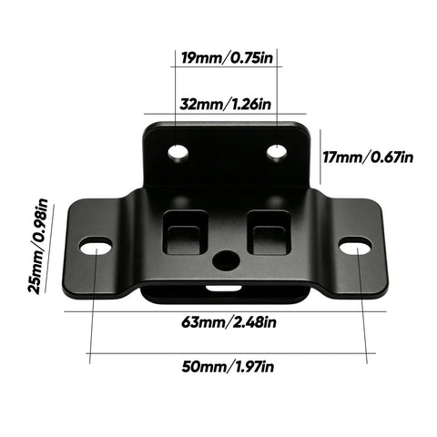 Built Like A Tank Cold Rolled Steel Furniture Corner Braces displaying measurements for precise installation and solid stability.