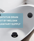 Matte Black Tub Drain And Overflow Kit With One Hole, Rock Solid Bathtub Drain Conversion Set, displayed in modern bathtub.