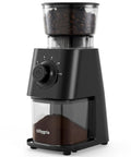 Level Up Your Coffee Game With This Electric Conical Burr Grinder Packing 30 Quick Settings From Fine Espresso To Coarse French Press Chill Low Noise Operation Sleek Compact Design For Daily Brews Black with coffee beans