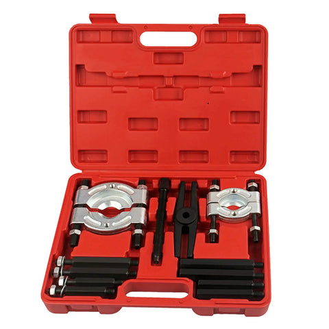 Heavy Duty Bearing Separator Puller Kit 12 Piece Set For Wheel Hub Gear Pinion Automotive Repair Tool Easy Remove Splitter Extractor User Friendly Design Makes Fixes Feel Like A Nailed It Real Pro Move Alloy Removes Stubborn Parts No Mess No Stress., red case open with 12-piece alloy bearing puller set
