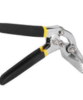 Pro Grade Heavy Duty Sheet Metal Bender Kit for Roofing Panels flanging pliers with flat nose, chrome steel, close-up view.