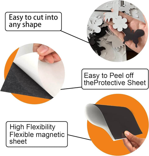 Extra Large Magnetic Sheets With Adhesive Backing Flexible Extra Strong Magnetic Paper For Crafts Photos And Die Storage Easy To Cut