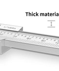 Close-up of Stainless Steel Vernier Caliper 0 to 8 Inch Thickened Mono Block Inch Metric Sliding Caliper with Depth Gauge ruler markings