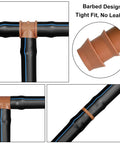 20 Piece Drip Irrigation Tee Fittings for 1/2 Inch Tubing Barbed 3 Way Connectors 0.600 Inch ID, showing tight barbed connection