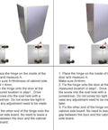 Installation guide for 4 Pack Soft Close Damping Frameless Hidden Cabinet Hinges for cupboard doors showing steps and position.