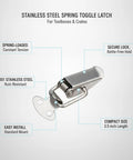 Beefy Heavy Duty Stainless Steel Spring Toggle Latch For Toolboxes And Crates With One Hand Operation And Secure Lid Closure