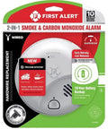 Packaging of Hard Wired Smoke And Carbon Monoxide Detector With 10 Year Battery Backup, Ionization Sensor, Early Warning, Peace Of Mind Nuisance Free Alarms For Home Safety
