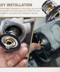 Tight Heavy Duty Automotive Coolant Thermostat Replacement High Performance Engine Temp Control installation process steps.