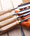 Pro Woodworking Chisel Set For Carving And Precision 4 Piece CR V Steel Chisels With Semi Circular Edge Lightweight Solid Wood Handles