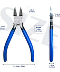 Front and side view of 6.5 Inch Flush Cutters Two Pack Pro Grade Ultra Sharp Spring Loaded Diagonal Side Cutters