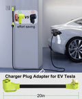 Heavy Duty Nema 10-50 To 14-50R EV Charger Plug Adapter, 20in yellow plug, providing easy charging for Tesla vehicles.