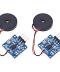 Two Pack Piezo Vibration Sensor Module 5V DC Analog Digital Output With Adjustable Sensitivity for DIY Projects, 20x20mm size