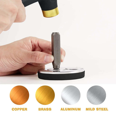 Using Birth Month Flower Metal Stamping Kit - 12-Piece 5/16 Inch Punch on metal, suitable for copper, brass, aluminum, mild steel.