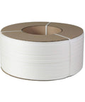 Top Tier Half Inch Polypropylene Strapping 9900 Ft Roll White Machine Grade Packing Band For Warehouse Securing And Cargo Hauling Built To Last For Industrial Packaging Supplies side view of roll