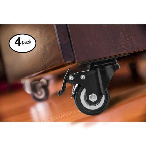 Built Tough 2 Inch Caster Wheels Set Of 4 Locking Swivel Casters With Brake Double Ball Bearing Heavy Duty non marking rubber wheels under shop cart.