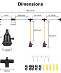 Dimensions of Retro Hanging Pendant Light Cord Kit 27 Ft Triple Bulb With Independent Switches E26 Socket Twisted Hemp Cables