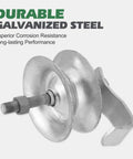 5 Inch Sliding Gate Rollers Galvanized Steel For One And Five Eighths Inch Pipe Track Pack Of Two Durable For Smooth Low Resistance Gate Operation And Long Lasting Corrosion Resistant Performance, side view