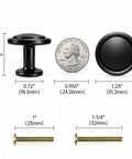 Slick Matte Black Cabinet Knobs Heavy Duty Zinc Alloy, 1.23" diameter, includes screws for easy installation in kitchens.