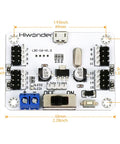 Close-up view of 16 Channel PWM Servo Tester Board With Over Current Protection And USB Port For DIY Bots, showing dimensions.
