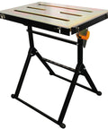 Adjustable Welding Table in Black and Silver 31 by 23 by 33 Inches Heavy Duty Steel Workbench With Adjustable Height and Stable Surface