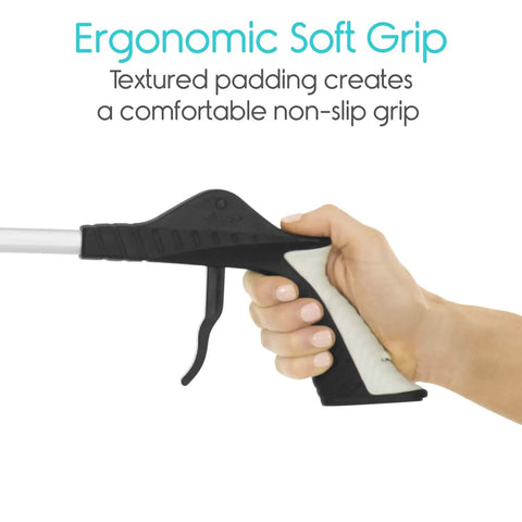 32 Inch Folding Reacher Tool With Rotating Jaw And Sensitive Trigger Grip, Heavy Duty Grabber For Seniors And Mobility Aid, Extra Reach Extender Claw To Grab Dropped Items Behind Furniture Or High Shelves