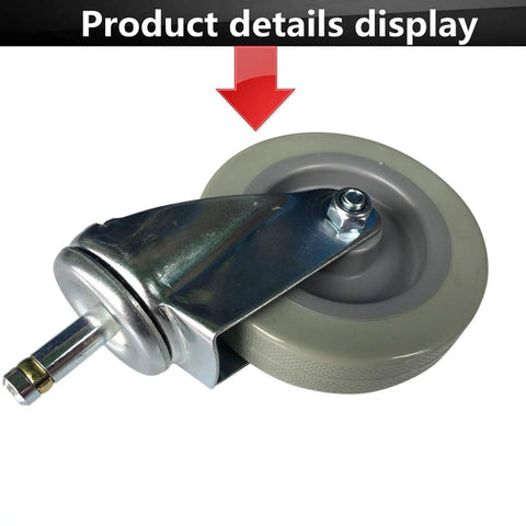 4 Inch Beefy Heavy Duty Swivel Caster Wheel with PU Roller for Furniture and Carts, side view, M11x50mm Stem