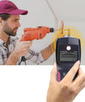 Electronic Stud Finder, Professional Wall Scanner with Wood, Metal, Live Wire Modes, Digital Detector in use while drilling.