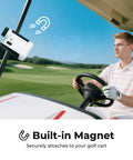 Magnetic Golf Rangefinder With Slope Compensation And Pin Seeking Tech Up To 1000 Yards Laser Range Finder attached to golf cart