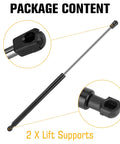 Top Drawer Rear Hatch Lift Support Struts For Toyota Prius 2008 Through 2015 And Prius Plug In showing two lift supports with connectors.
