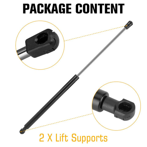 Top Drawer Rear Hatch Lift Support Struts For Toyota Prius 2008 Through 2015 And Prius Plug In showing two lift supports with connectors.