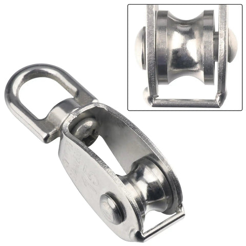 18 Pack M15 Stainless Steel Pulley Blocks With Swivel Hooks For Rope Lifting And Towing, Anti Rust Durable Single Pulley Block For Camping Hiking DIY Rigging, Wire Rope Handling, Outdoor Adventures And More Built Like A Tank. M15 stainless steel pulley block with swivel hook