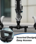 Rugged Bike Repair Stand With Handlebar Stabilizer for Mountain and Road Bikes, showing inverted design for easy access.