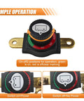 Built Like A Tank Heavy Duty Brass Battery Disconnect Switch Top Post Negative Terminal with removable knob showing operation details.